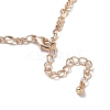 Blue Glass Flat Round Pendant Necklace with Brass Chains NJEW-A015-17KCG-3