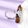 Natural Tiger Eye & Brass Cuff Rings for Women RJEW-G374-01P-11-3