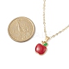 Enamel Apple Pendant Necklace with Golden Brass Cable Chains for Teachers' Day NJEW-TA00047-5
