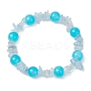 Baking Paint Imitation Jade Glass Round Beaded Stretch Bracelets for Women BJEW-JB12158-02-2