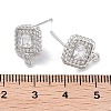 Brass Micro Pave Cubic Zirconia Stud Earring Findings KK-E107-21P-3