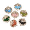 Brass Micro Pave Clear Cubic Zirconia and Glass Oval Connector Charms KK-I276-31G-A-1