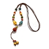 Ethnic Style Alloy & Porcelain Ceramic Beads Round Pendant Tassel Y Necklaces LS-NJEW-D308-01A-2
