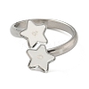 304 Stainless Steel Cuff Rings Components STAS-K279-02B-P-2