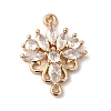 Brass Pave Clear Glass Connector Charms X-KK-C062-069G-1