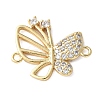 Brass Micro Pave Clear Cubic Zirconia Hollow Butterfly Connector Charms KK-A252-03G-1