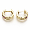 Brass Micro Pave Colorful Cubic Zirconia Hoop Earrings EJEW-S208-063-2