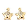 Brass Micro Pave Cubic Zirconia Star Charms KK-A281-19G-1