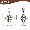 4Pcs 304 Stainless Steel Manual Polishing Pendants STAS-UN0049-42-3