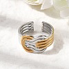 Adjustable 304 Stainless Steel Cuff Rings for Women RJEW-B150-01GP-02-2