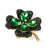 1Pc Clover Alloy Rhinestone Lapel Pins for Backpack Clothes JEWB-TADJ0001-07-2