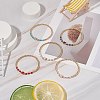 5Pcs 5 Colors Alloy Enamel Smiling Face & Brass & Glass Beaded Stretch Bracelets Set for Women BJEW-JB08774-2