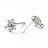 Brass Micro Pave Cubic Zirconia Stud Earrings Findings LS-ZIRC-C027-14P-02-RS-2