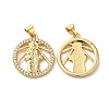 Rack Plating Brass Pave Cubic Zirconia Pendants KK-O142-15G-1