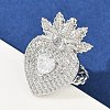 Brass Micro Pave Clear Cubic Zirconia Cuff Rings RJEW-P155-04A-P-2