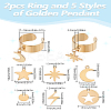 DIY Stainless Steel Open Cuff Ring with Star Moon Charms Making Kits DIY-LP0001-02-2