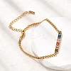 Rectangle 304 Stainless Steel Glass Link Bracelets for Women BJEW-K237-17G-3