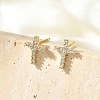 Brass Micro Pave Clear Cubic Zirconia Stud Earrings EJEW-R016-26G-18-1