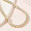 Brass Pave Cubic Zirconia Flat Round Link Chain Bracelets KK-CBA6980-17G-B-2