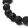 Round Natural Lava Rock & Weathered Agate(Dyed) Beads Stretch Bracelet BJEW-JB06887-5