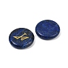 4Pcs 4 Styles Natural Lapis Lazuli Flat Round with Angels Symbol Display Decorations G-R007-01B-2