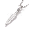 Non-Tarnish 304 Stainless Steel Feather Pendant Necklace for Women STAS-E154-15P-3