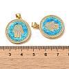 Brass Micro Pave Cubic Zirconia with Synthetic Opal Pendants KK-D096-15G-3