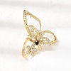 Brass Micro Pave Cubic Zirconia Cuff Rings for Women RJEW-K312-02G-3