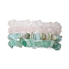 4Pcs Natural Flower Amazonite & Green Aventurine & Red Aventurine & Rose Quartz Chip Beaded Stretch Bracelet Sets BJEW-JB10775-01-1