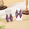 2 Pairs 430 Stainless Steel Leaf Dangle Earrings EJEW-TA0001-83E-5