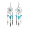 Cross Synthetic Turquoise Dangle Earrings EJEW-JE06330-01-2