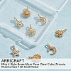 8Pcs 4 Style Brass Micro Pave Clear Cubic Zirconia Charms ZIRC-AR0001-16-4