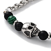 Halloween Skull Natural & Synthetic Mixed Gemstone Beaded Bracelets with 201 Stainless Steel Lobster Claw Clasps BJEW-Q334-13-3