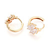 Brass Micro Pave Clear Cubic Zirconia Clover Hoop Earrings EJEW-T048-42G-3