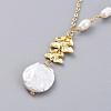 Natural Baroque Pearl Keshi Pearl Pendant Necklaces NJEW-JN02652-4