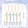 5Pcs Glass Round & Acrylic Flower Pendant Decorations HJEW-DC00106-2
