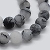 Natural Black Rutilated Quartz Beads Strands G-F570-02-6mm-3