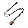 Adjustable Natural Tiger Eye Teardrop with Spiral Pendant Necklace with Nylon Cord for Women NJEW-L171-04A-2