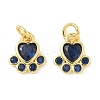 Brass Pave Cubic Zirconia Paw Print Charms KK-I355-17G-04-1