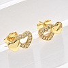 Valentine's Day Heart Brass Micro Pave Clear Cubic Zirconia Stud Earrings EJEW-D305-22G-03-5