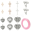 DIY Heart & Bowknot & Cross Alloy Pendant Decoration Making Kits DIY-FS0007-28-3