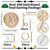10Pcs Flat Round with Clover Brass Stud Earring Findings DIY-BBC0001-36-2