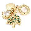Rack Plating Brass Clear & Green Cubic Zirconia European Dangle Charms KK-P287-24G-2