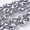 Electroplate Glass Beads Strands X-EGLA-D017-15x10mm-7-3