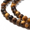 Natural Frosted Tiger Eye Round Bead Strands G-M064-4mm-02-3