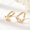 Brass Micro Pave Clear Cubic Zirconia Round Hoop Earrings EJEW-P331-09G-2