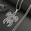 304 Stainless Steel Enamel Turtle with Black Sun Pattern Pendant Necklaces for Men FS-WGFBC27-01-2