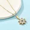 Brass Micro Pave Clear Cubic Zirconia Flower Pendant Neckalces for Women NJEW-S448-05G-1