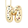 Brass Micro Pave Cubic Zirconia Letter Pendant Necklaces LS-KK-Z069-01G-M-1