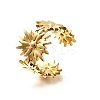Flower 201 Stainless Steel Open Cuff Ring for Women RJEW-A053-02C-G-2